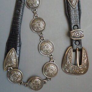 SIZE S. Brighton leather western boho belt with silver buckle.